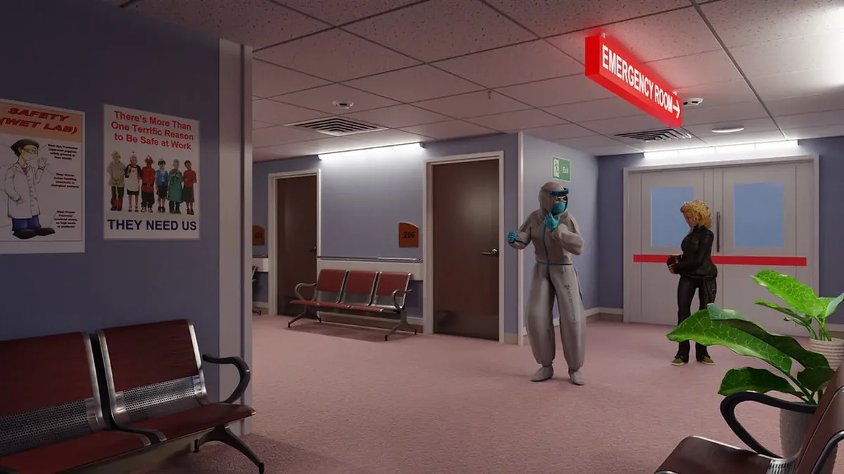 Hospital corridor in a cancer center with specialist departments