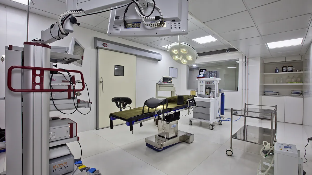 Laparoscopic surgery being performed for stomach cancer