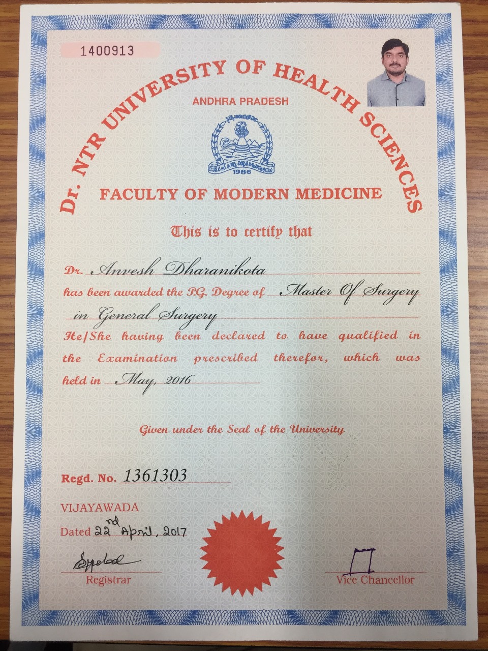 M.Ch Surgical Oncology Certificate